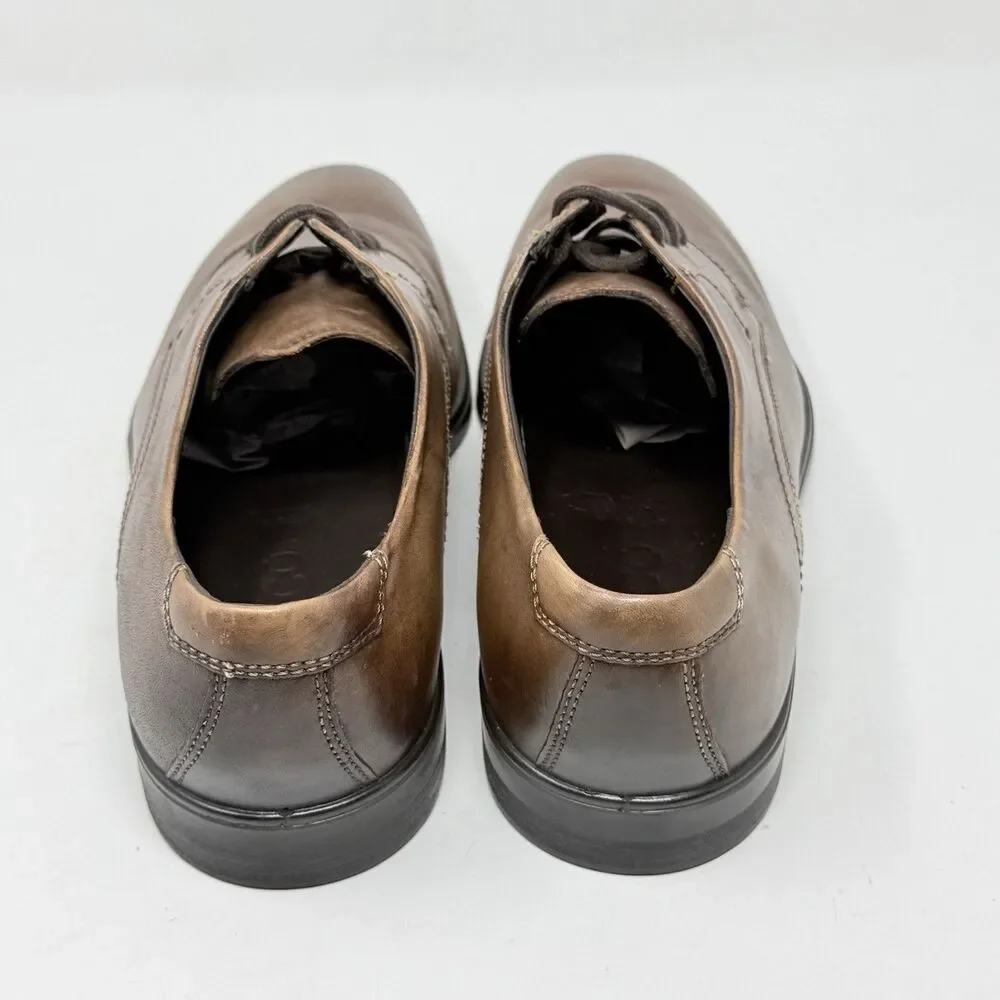 Ecco Melbourne Tie Derby Shoes Mens 10 EU 44 Brown Leather Casual Dress Business